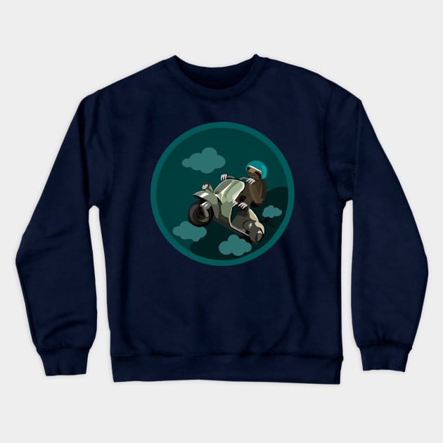 Sloth on a Scooter Crewneck Sweatshirt by Battle Bird Productions